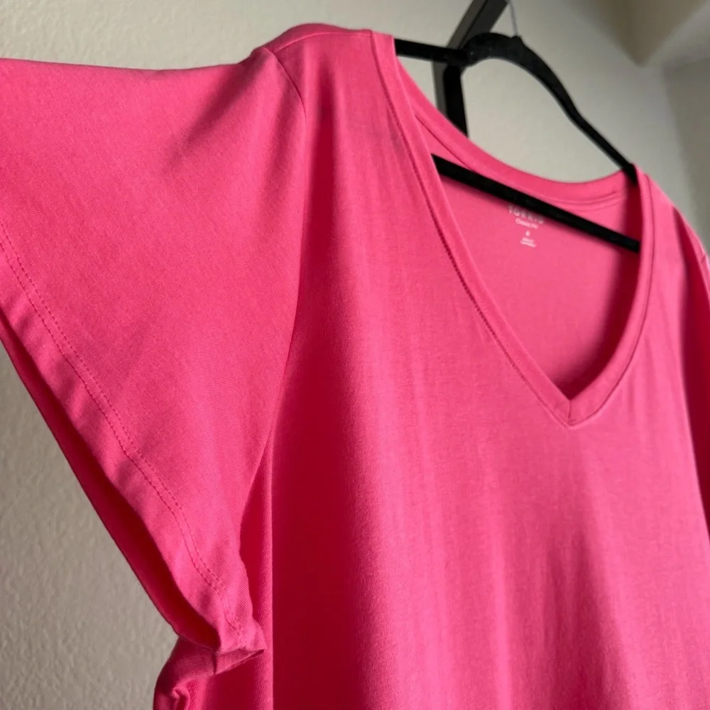 Plus Size Relaxed Barbie Pink V Neck Top Torrid 4X Lounge Soft Everyday Comfort - Picture 7 of 7